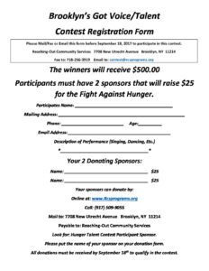 Contest Registration Form Reaching Out Community Services Food